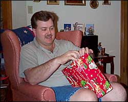 Michael opening packages